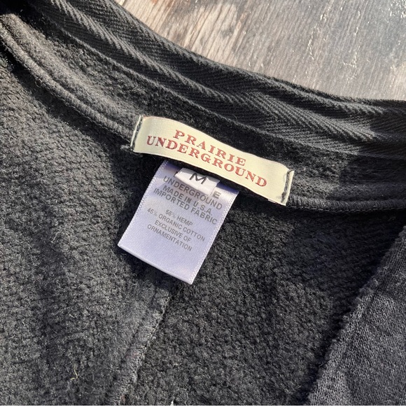 PRAIRIE UNDERGROUND Organic Cotton & Hemp Black Sweatshirt Sweater Vest M - Picture 2 of 5